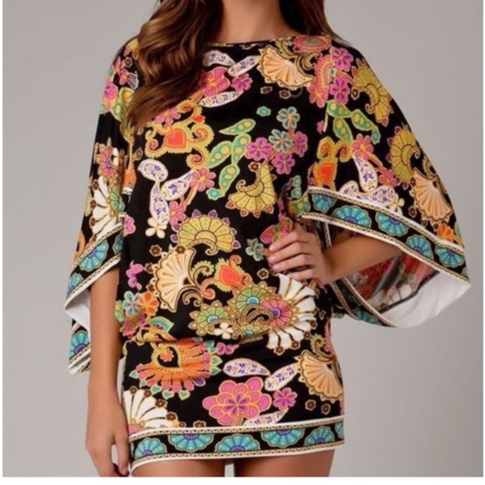 Trina Turk Multicolor Nandini Print Kimono Sleeve Swim Cover Size S